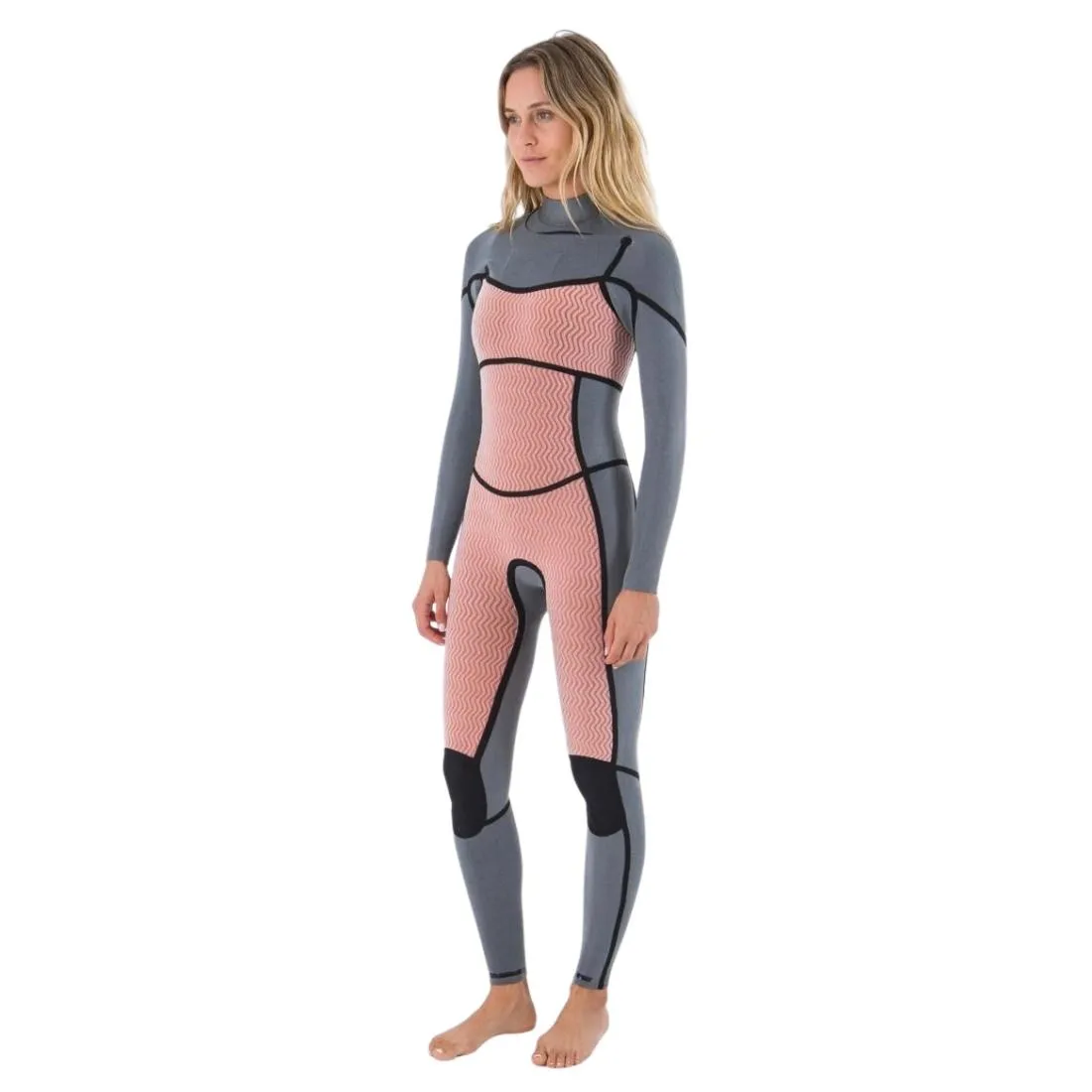 Hurley Womens Plus 4/3mm Chest Zip Full Wetsuit - Black/Graphite