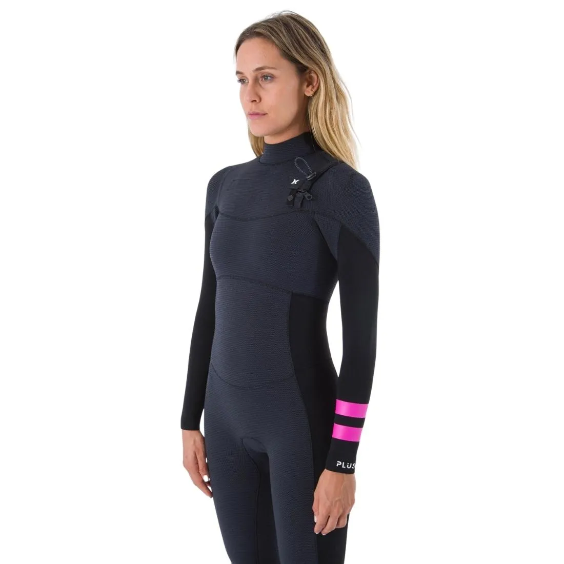 Hurley Womens Plus 4/3mm Chest Zip Full Wetsuit - Black/Graphite