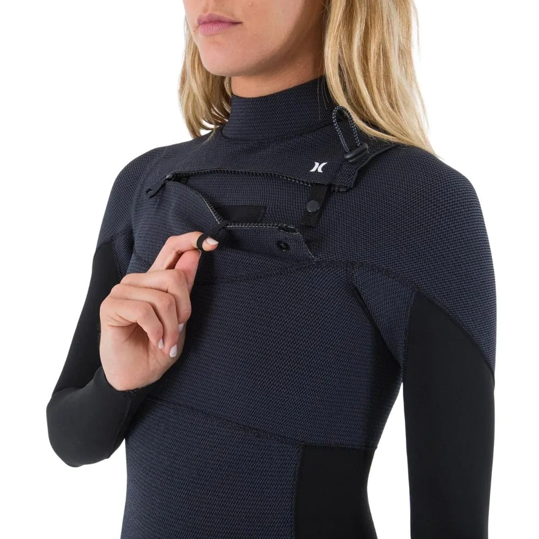 Hurley Womens Plus 4/3mm Chest Zip Full Wetsuit - Black/Graphite