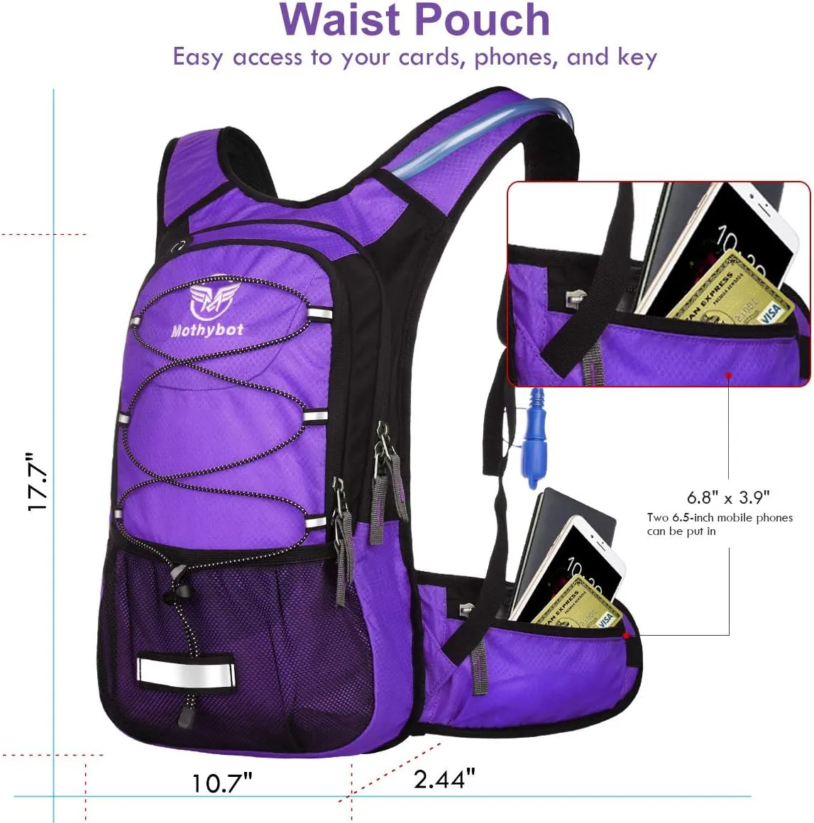 Hydration Pack, Insulated Hydration Backpack with 2L BPA Free Water Bladder and Storage, Hiking Backpack for Men, Women, Kids for Running, Cycling, Camping - Keep Liquid Cool up to 5 Hours