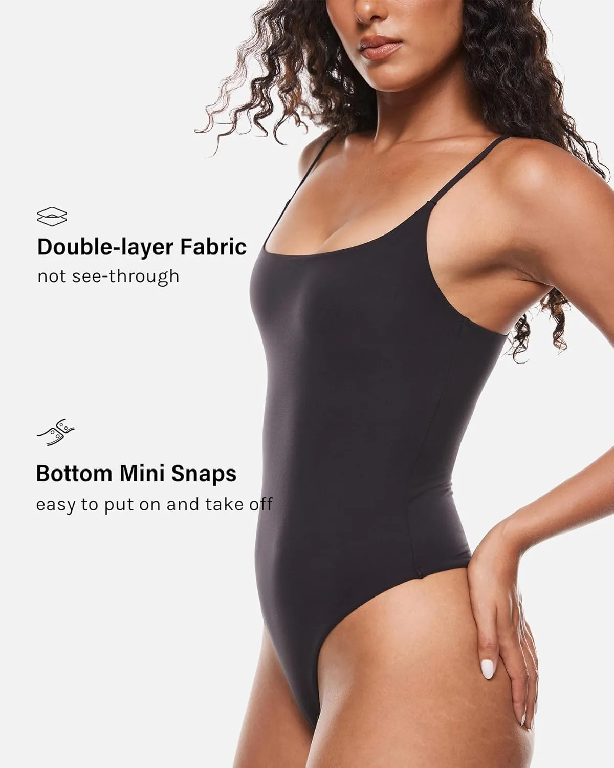 INLYRIC Women's Inbarely Soft Scoop Neck Bodysuit Double Lined Cami Sleeveless Spaghetti Strap Going Out Tank Tops