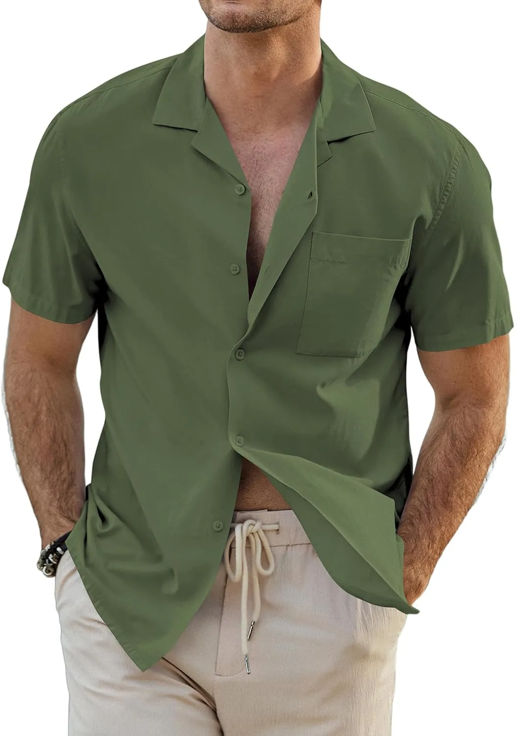 JMIERR Mens Linen Shirts Casual Short Sleeve Button Down Shirts Wrinkle Free Vacation Beach Summer Tops