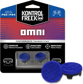 KontrolFreek Omni for PlayStation 4 (PS4) and PlayStation 5 (PS5) | Performance Thumbsticks | 2 Low-Rise Concave | Blue
