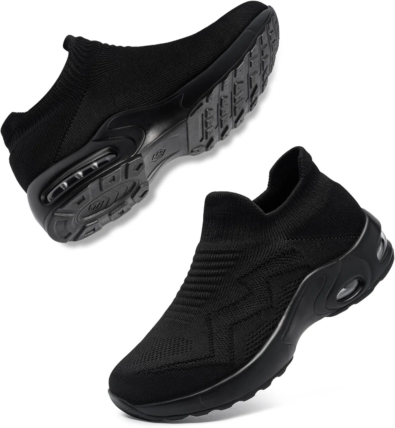 LARNMERN Steel Toe Sneakers for Women Slip On Safety Toe Work Shoes Air Cushion Walking Casual Shoes Lightweight Comfortable