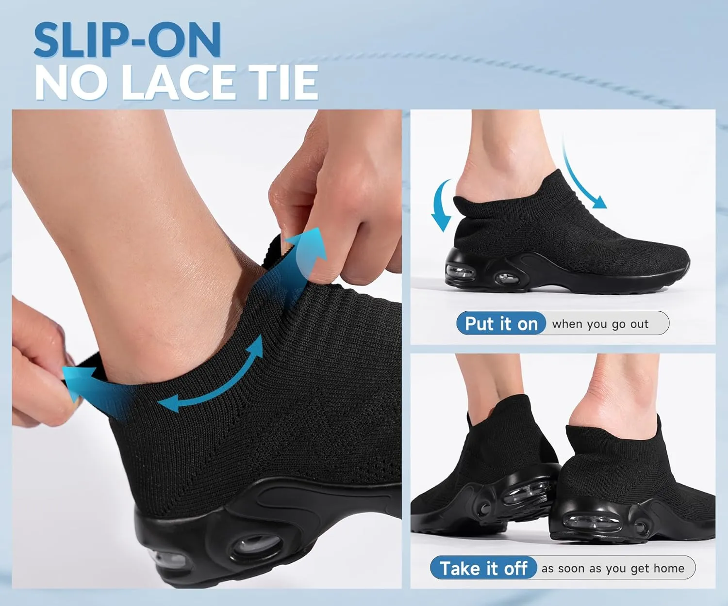 LARNMERN Steel Toe Sneakers for Women Slip On Safety Toe Work Shoes Air Cushion Walking Casual Shoes Lightweight Comfortable