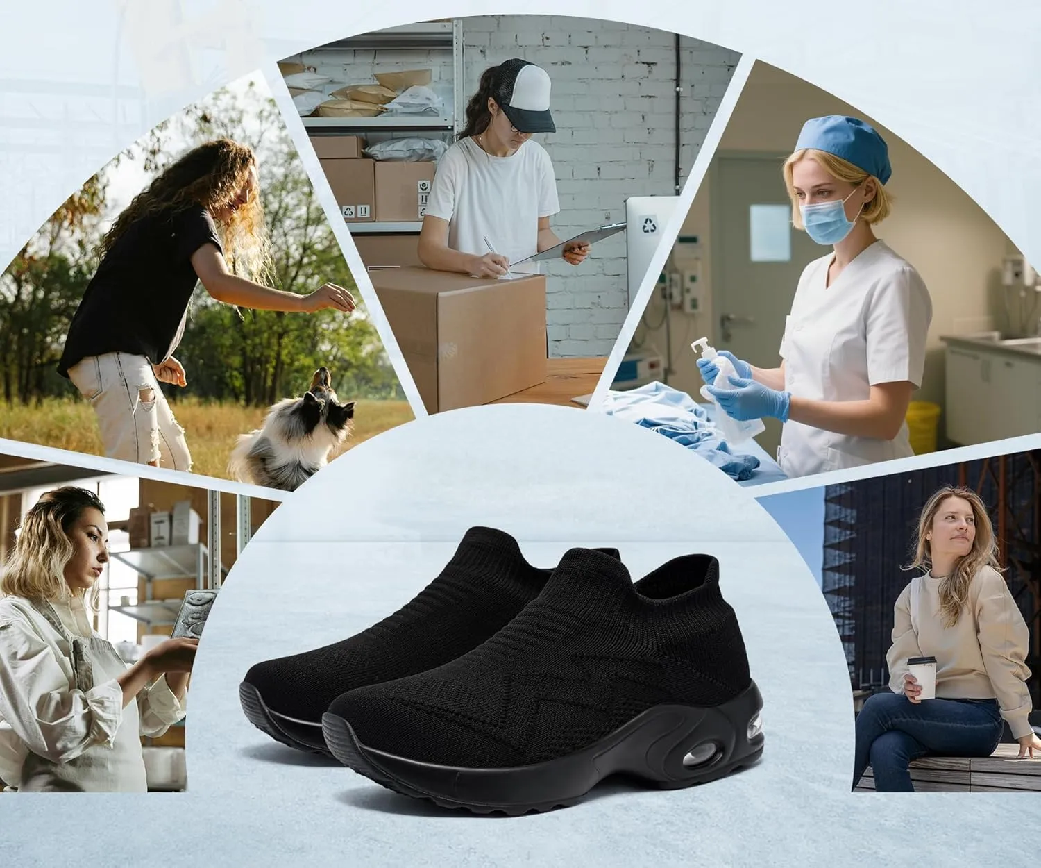 LARNMERN Steel Toe Sneakers for Women Slip On Safety Toe Work Shoes Air Cushion Walking Casual Shoes Lightweight Comfortable