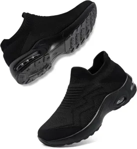 LARNMERN Steel Toe Sneakers for Women Slip On Safety Toe Work Shoes Air Cushion Walking Casual Shoes Lightweight Comfortable