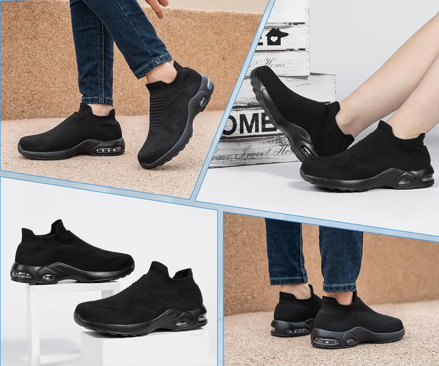 LARNMERN Steel Toe Sneakers for Women Slip On Safety Toe Work Shoes Air Cushion Walking Casual Shoes Lightweight Comfortable
