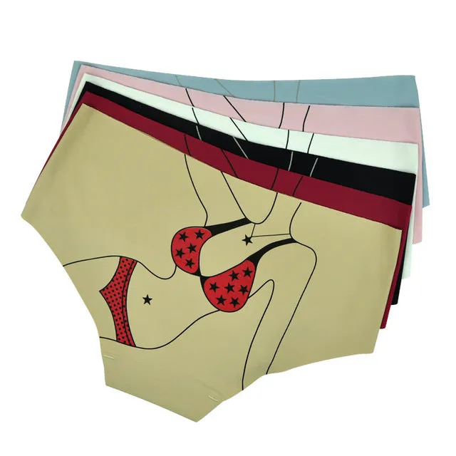 LOBBPAJA Lot 5 pcs Underwear Women Seamless Panties Low Waist Bikini Sexy Print Girls Briefs Ladies Lingerie for Women 2018 New
