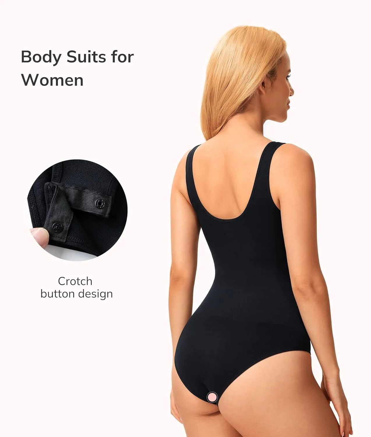 LODAY Bodysuits for Women Scoop Neck Body Suits Sleeveless Double Lined Bodysuit Tank Top