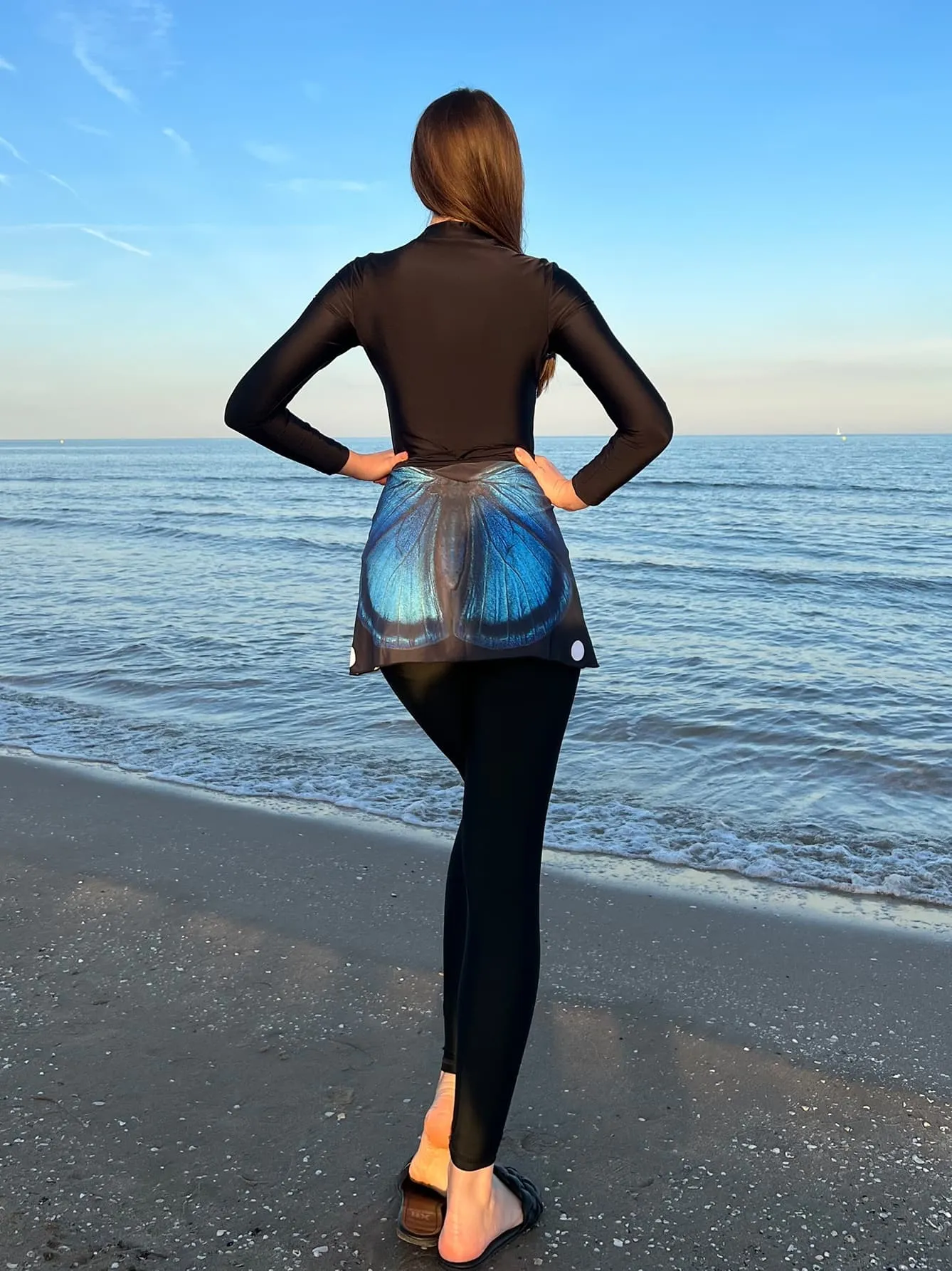 Long-sleeved, trousers, full-body, sun-proof and waterproof mother-in-law swimsuit three-piece set