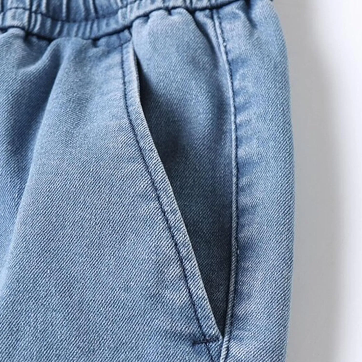 Maiyifu-GJ Men's Drawstring Summer Denim Shorts Casual Elastic Waist Jean Shorts Baggy Straight Multi-Pocket Short Pant