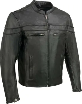 Men's Black Sporty Scooter Crossover Motorcycle Riding Leather Jacket EL1408