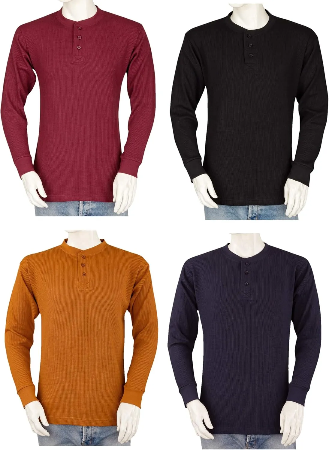 Men's Henley Thermal Shirts - Big and Tall - Heavy Weight THLS