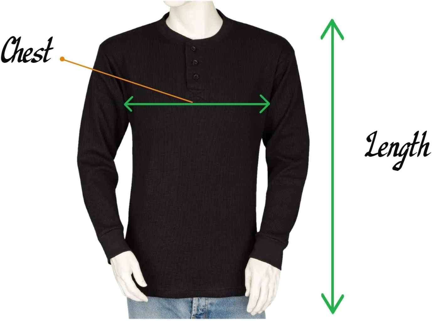 Men's Henley Thermal Shirts - Big and Tall - Heavy Weight THLS