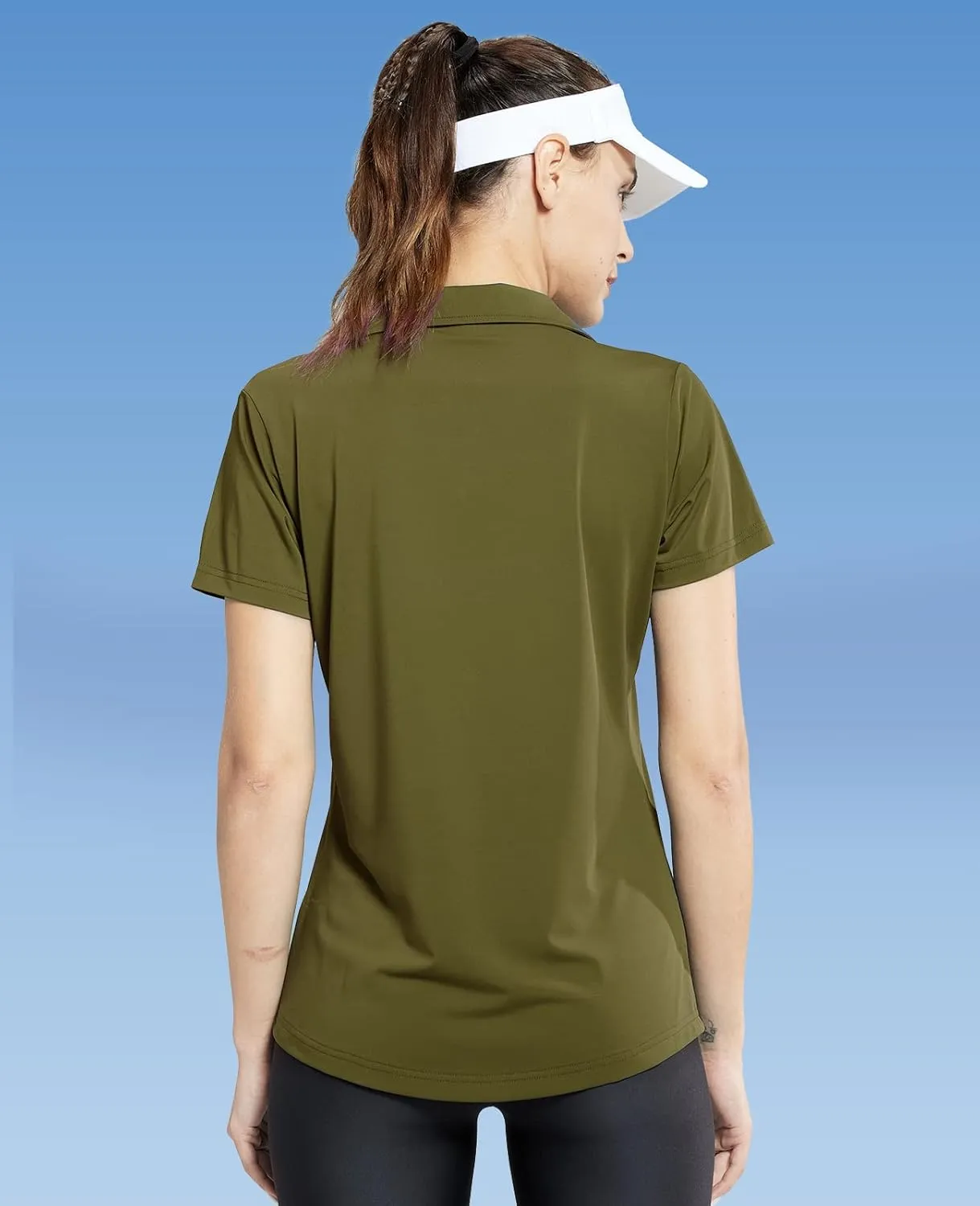MIER Women's Golf Polo Shirts Collared V Neck Short Sleeve Tennis Shirt, Dry Fit, Moisture Wicking