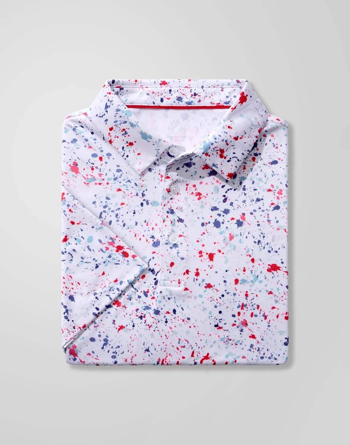 Obla Mens Golf Polo Shirts Short Sleeve Dry Fit Performance Moisture Wicking Casual Print Collared Golf Shirts for Men