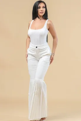 Off White Solid Soft Fabric Corset Style Bodysuit