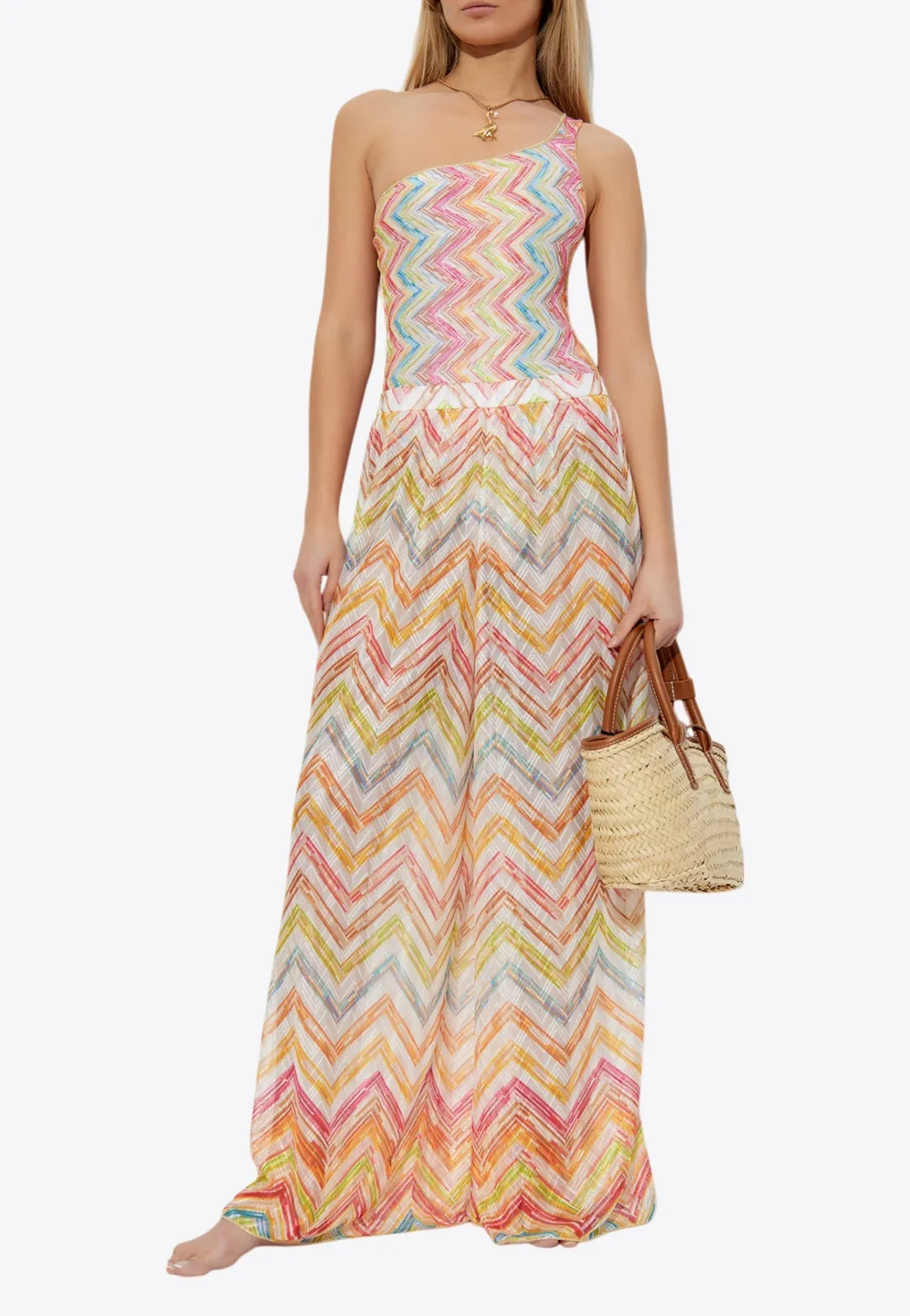 One-Shoulder Zigzag One-Piece Swimsuit