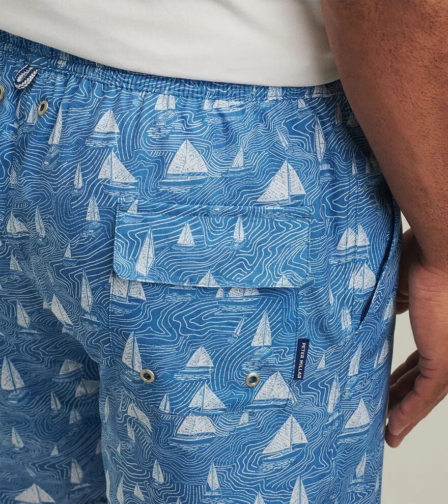 Peter Millar Men's 7-Inch Set Sail Swim Trunks - Brook Blue