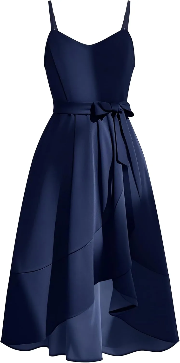 Pinup Fashion Plus Size Cocktail Party Dress - Women Wedding Guest Semi Formal High Low Elegant Midi Dresses