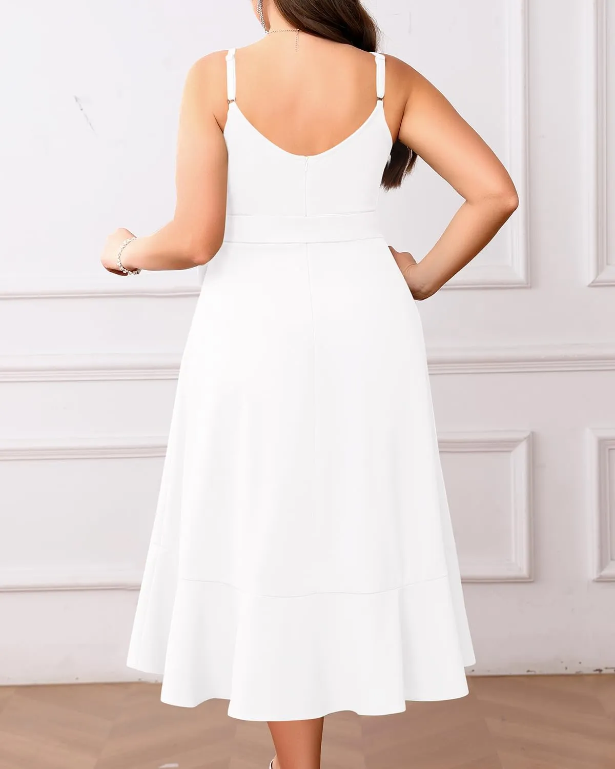 Pinup Fashion Plus Size Cocktail Party Dress - Women Wedding Guest Semi Formal High Low Elegant Midi Dresses
