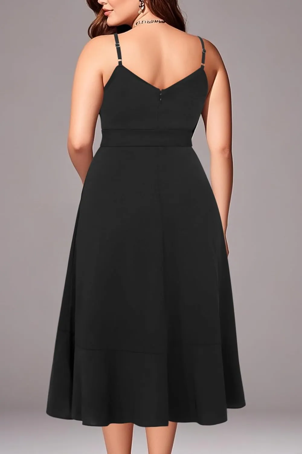 Pinup Fashion Plus Size Cocktail Party Dress - Women Wedding Guest Semi Formal High Low Elegant Midi Dresses