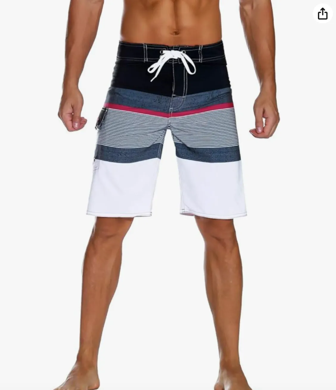 Quick Dry Striped Board Shorts with pocket