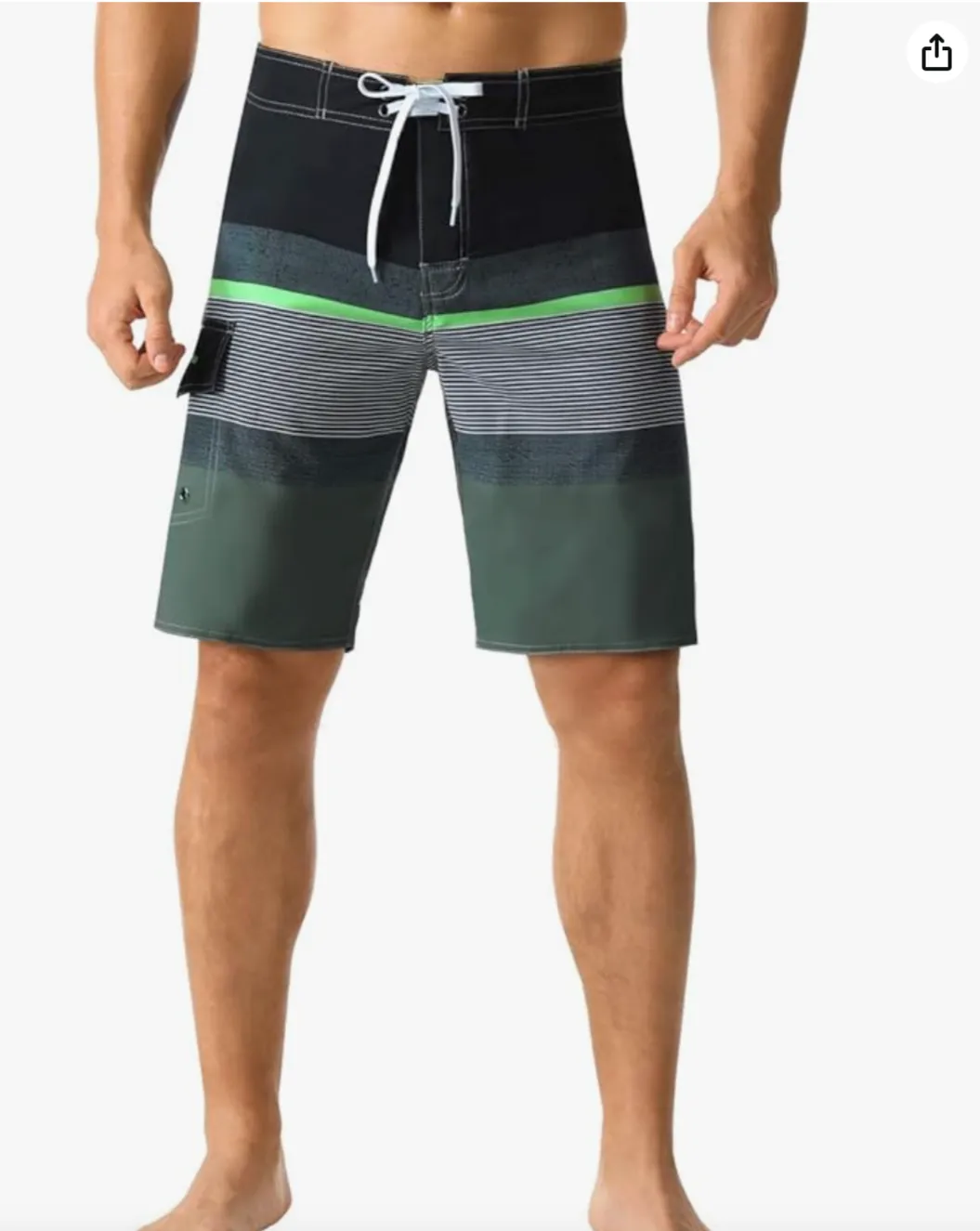 Quick Dry Striped Board Shorts with pocket