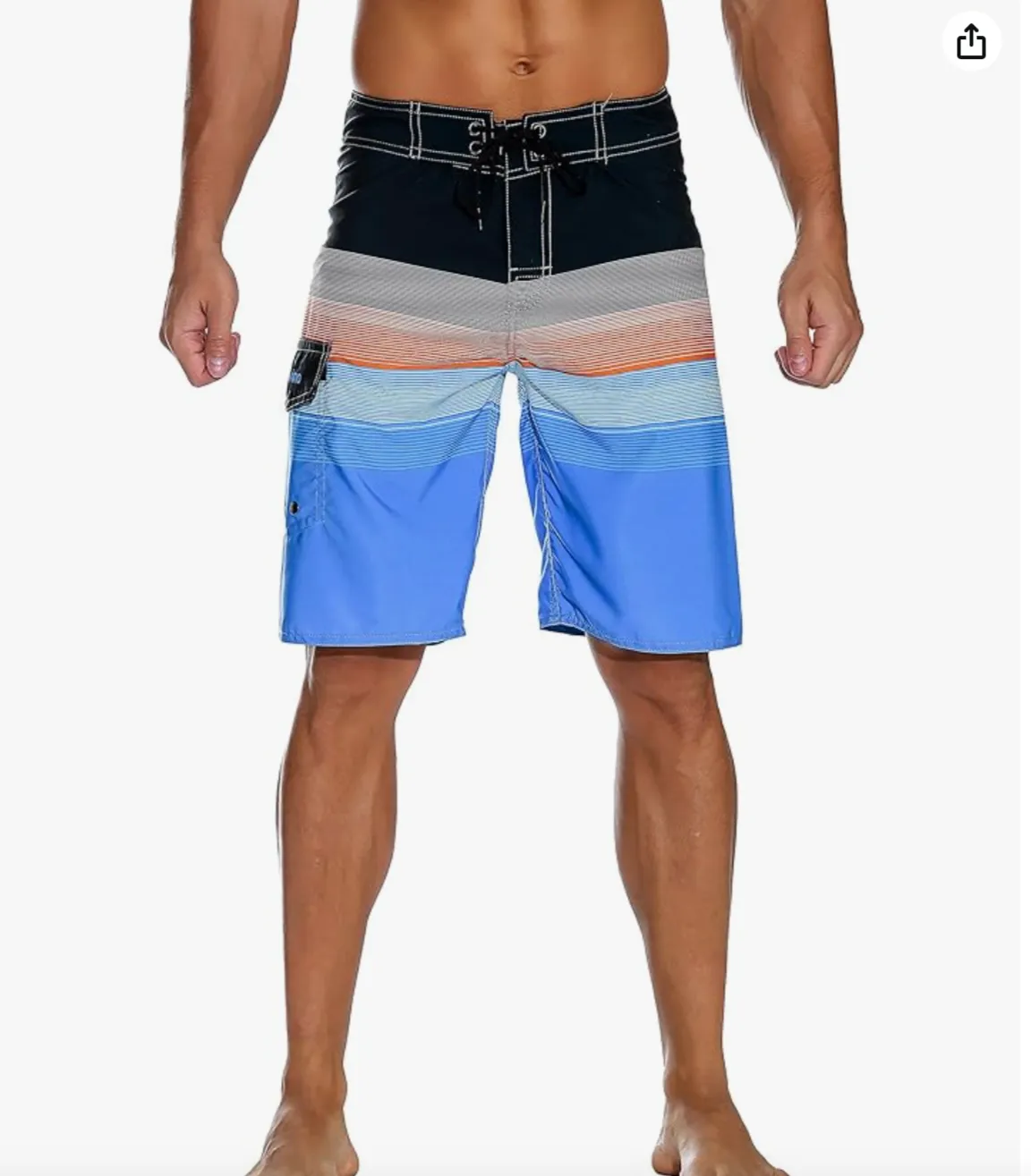 Quick Dry Striped Board Shorts with pocket