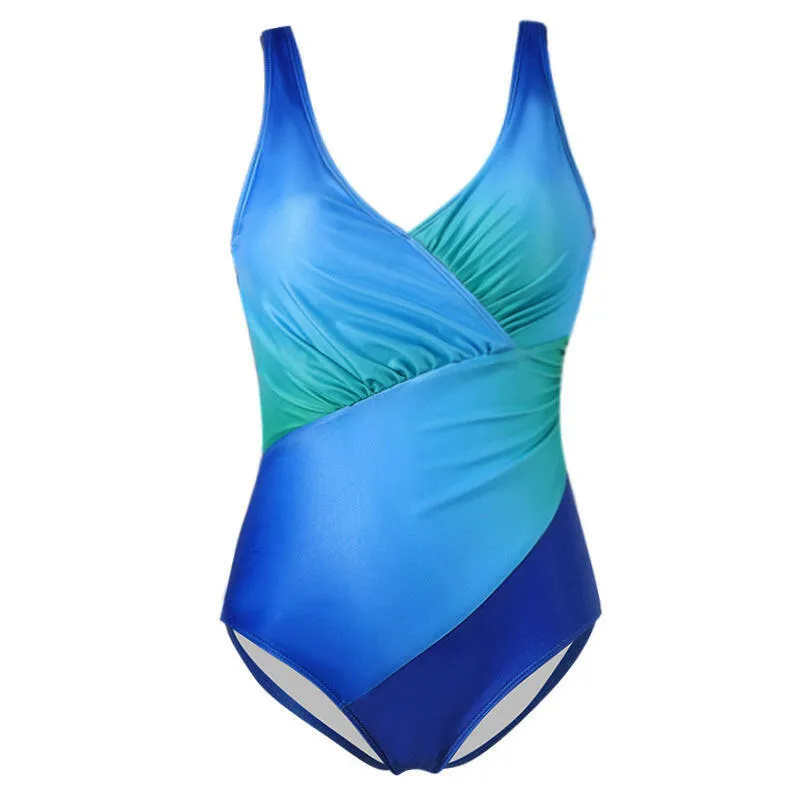 Rainbow Gradient One-Piece Swimsuit – European & American Bikini