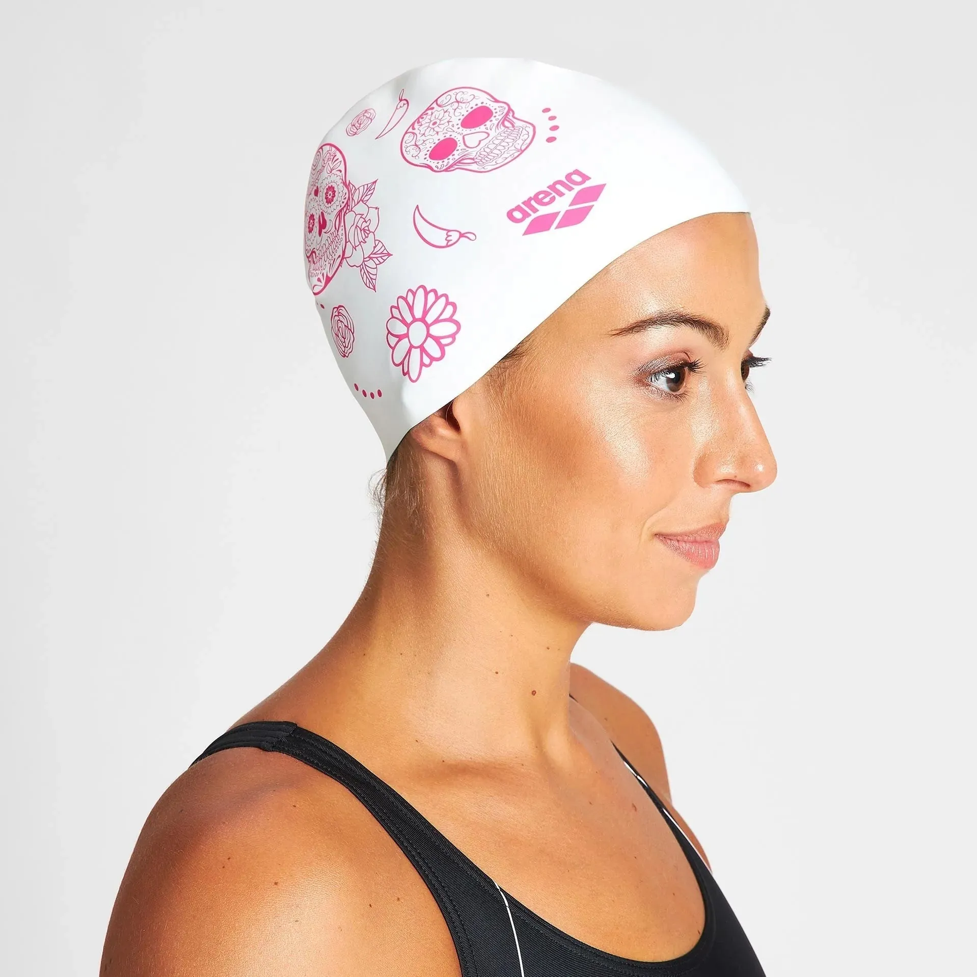Reversible Crazy Skulls Carnival Swimming Cap