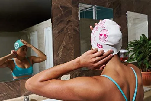 Reversible Crazy Skulls Carnival Swimming Cap