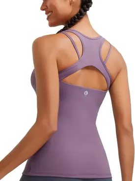 RUNNING GIRL Workout Tank Tops with Built in Bras for Women,Compression Shirt Strappy Back Athletic Yoga Tops