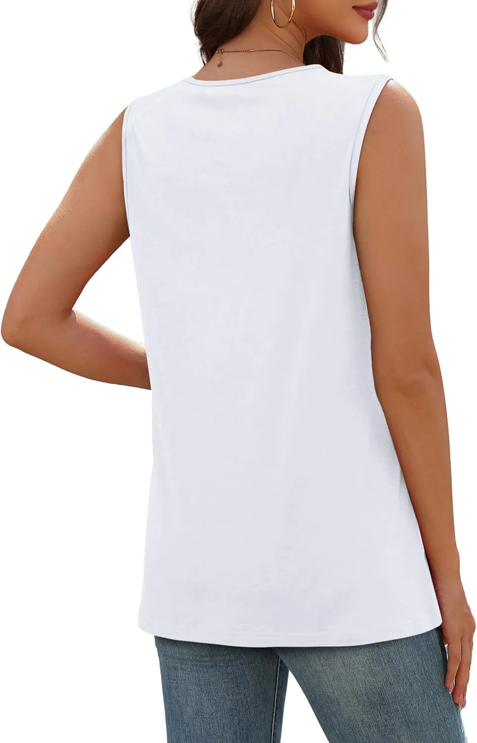 SAMPEEL Tank Top for Women Summer Button Down V Neck T Shirts Sleeveless Loose Fit Fashion Tops 2025