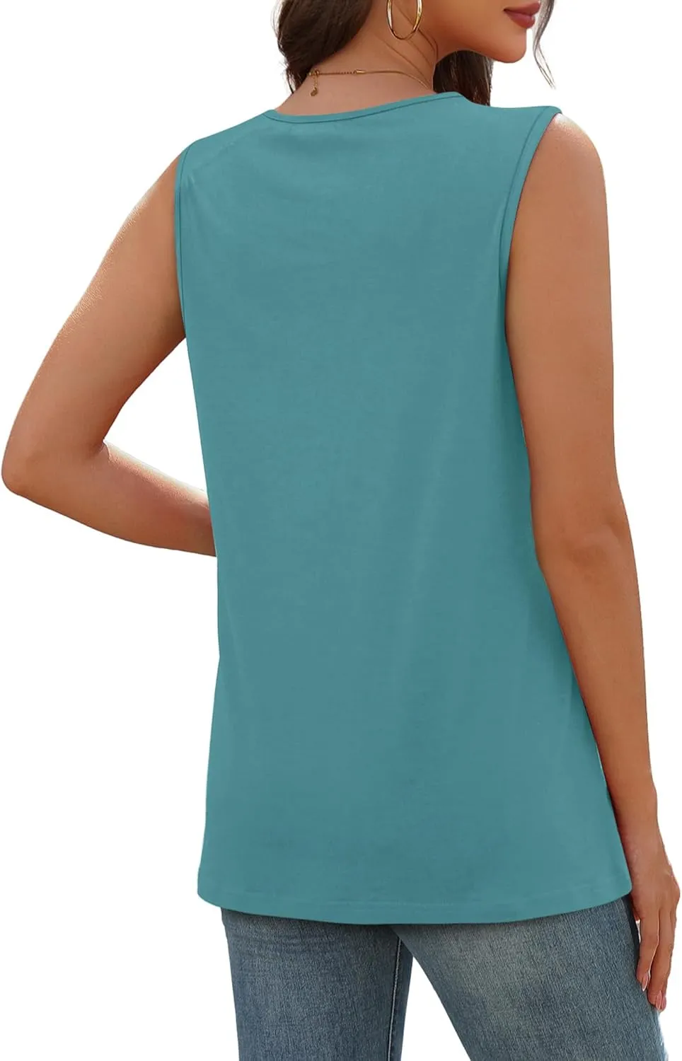SAMPEEL Tank Top for Women Summer Button Down V Neck T Shirts Sleeveless Loose Fit Fashion Tops 2025
