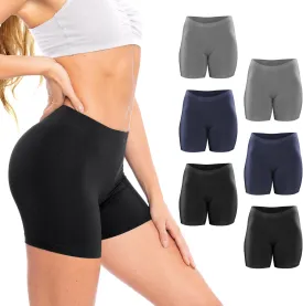 Sexy Basics Womens 6 Pack Ultra Soft Mini -Bike Short | Workout Trunk Spandex Stretch Boxer