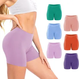 Sexy Basics Womens 6 Pack Ultra Soft Mini -Bike Short | Workout Trunk Spandex Stretch Boxer