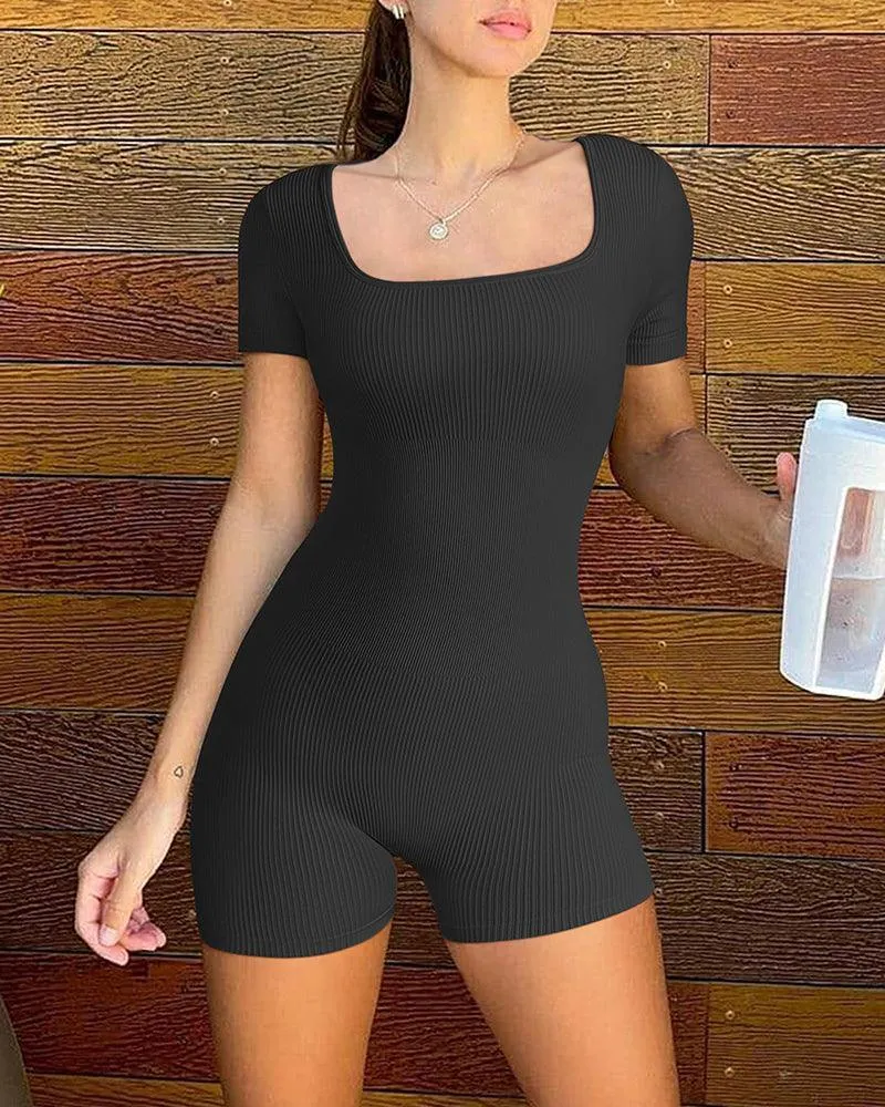 Short Sleeve Square Neck Bodysuits