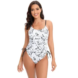 Sleek Backless Monochrome Swimsuit
