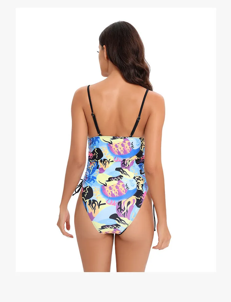 Sleek Backless Monochrome Swimsuit
