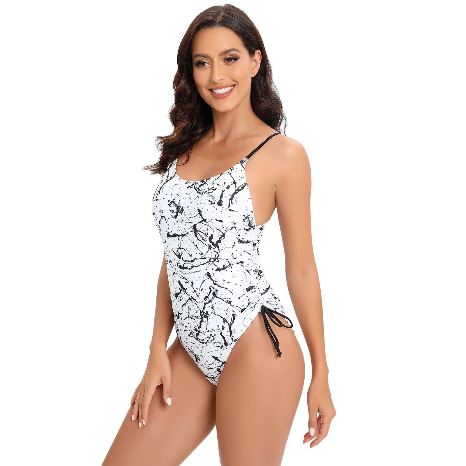 Sleek Backless Monochrome Swimsuit