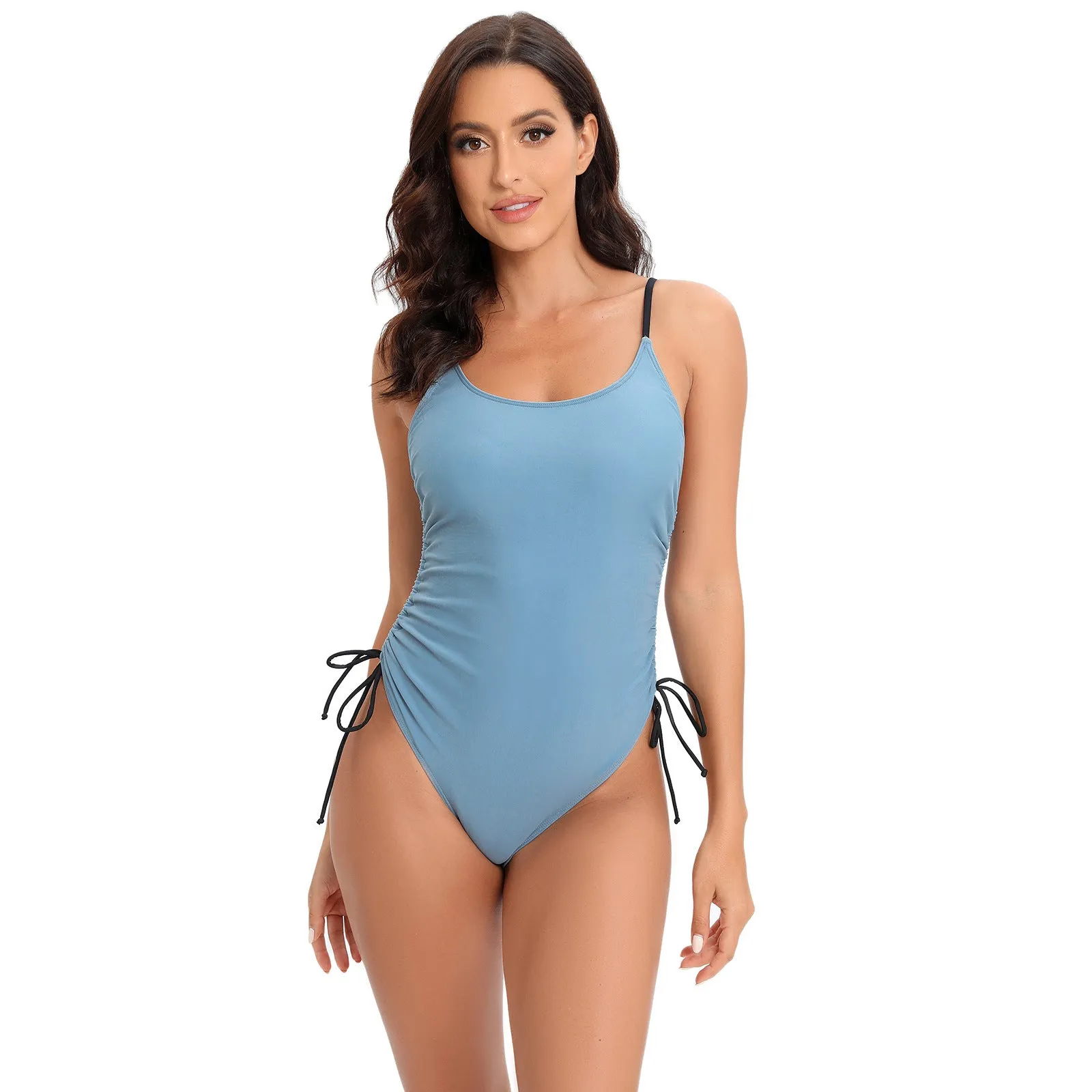 Sleek Backless Monochrome Swimsuit