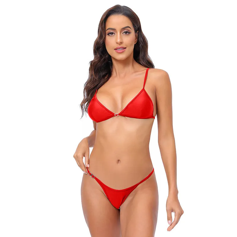 Sultry Backless Solid Color Beach Bikini Swimwear