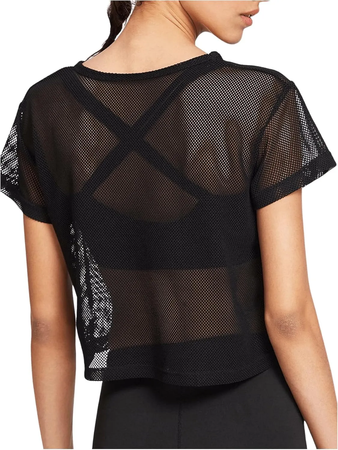 SweatyRocks Women's Sexy Sheer Mesh Fishnet Net Short Sleeve T-Shirt Crop Top