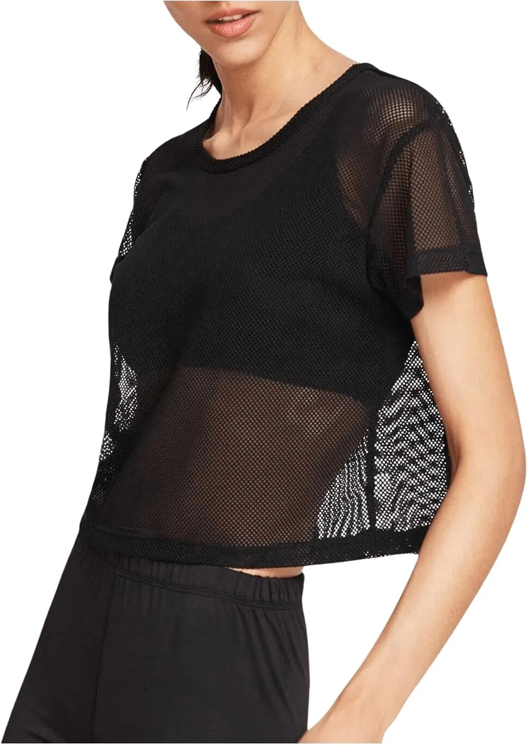 SweatyRocks Women's Sexy Sheer Mesh Fishnet Net Short Sleeve T-Shirt Crop Top