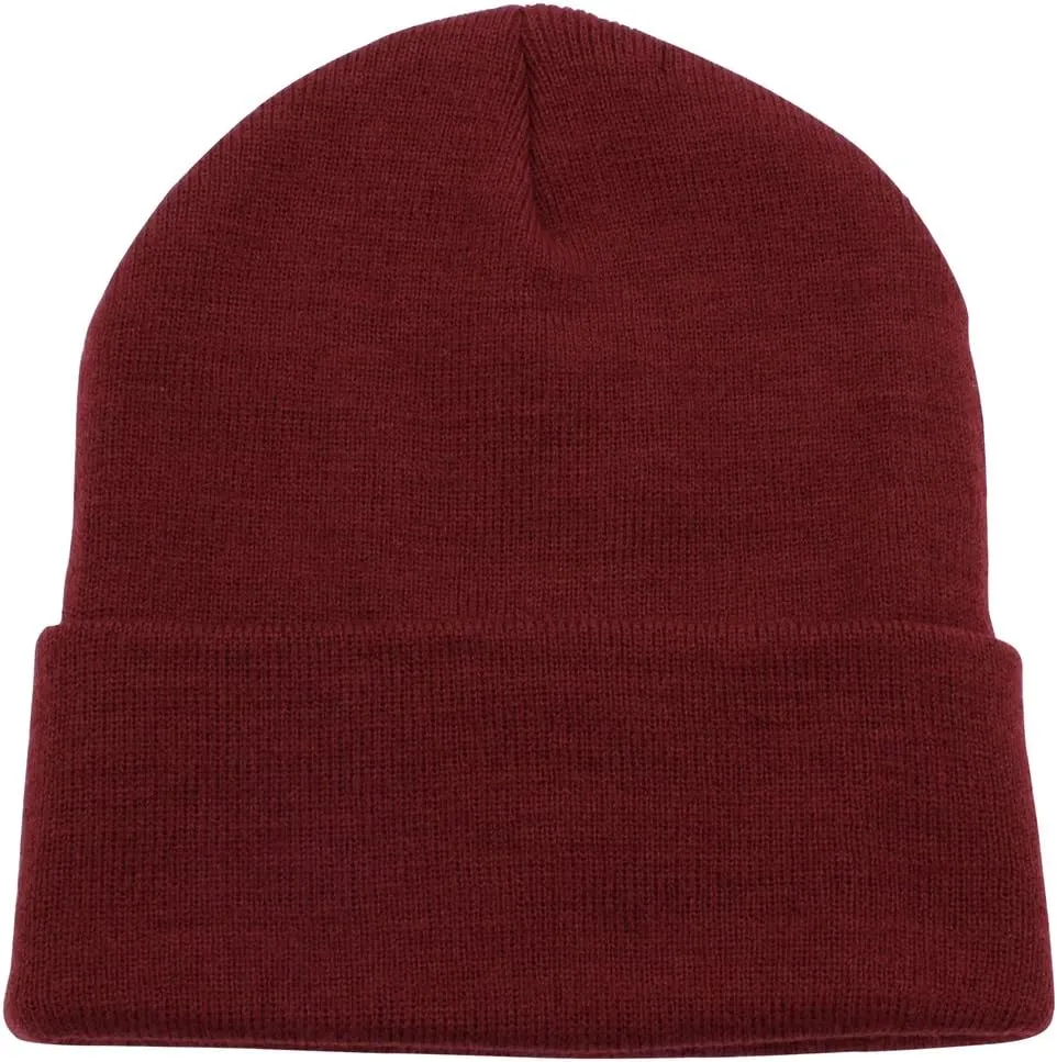 Top Level Beanie Men Women - Unisex Cuffed Plain Skull Knit Hat Cap