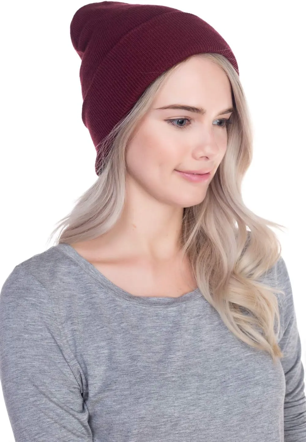 Top Level Beanie Men Women - Unisex Cuffed Plain Skull Knit Hat Cap