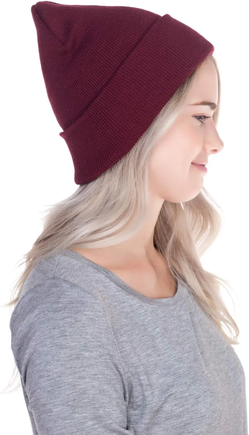 Top Level Beanie Men Women - Unisex Cuffed Plain Skull Knit Hat Cap