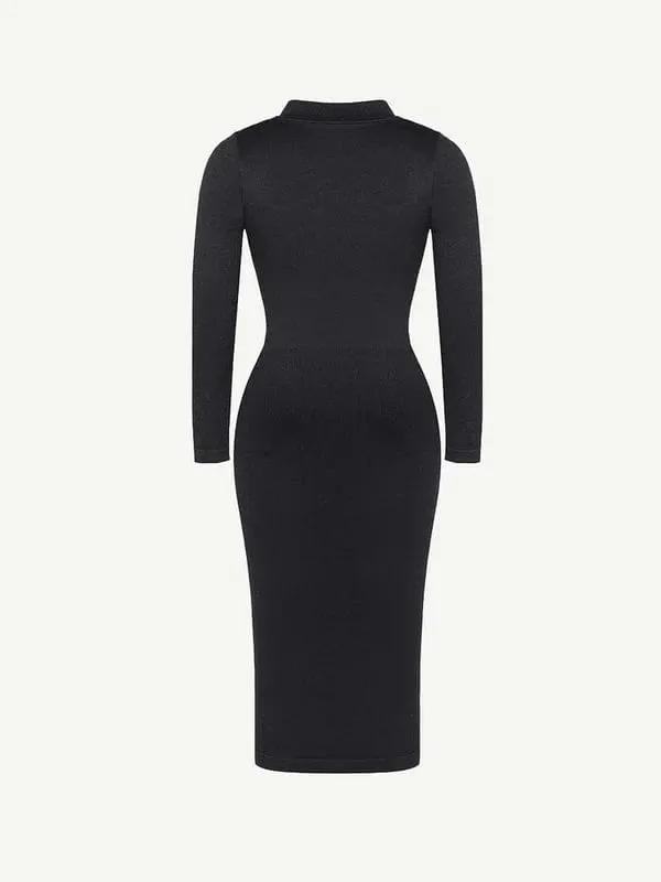 Tummy Control Retro Long Sleeve Shapewear Shirt Dress
